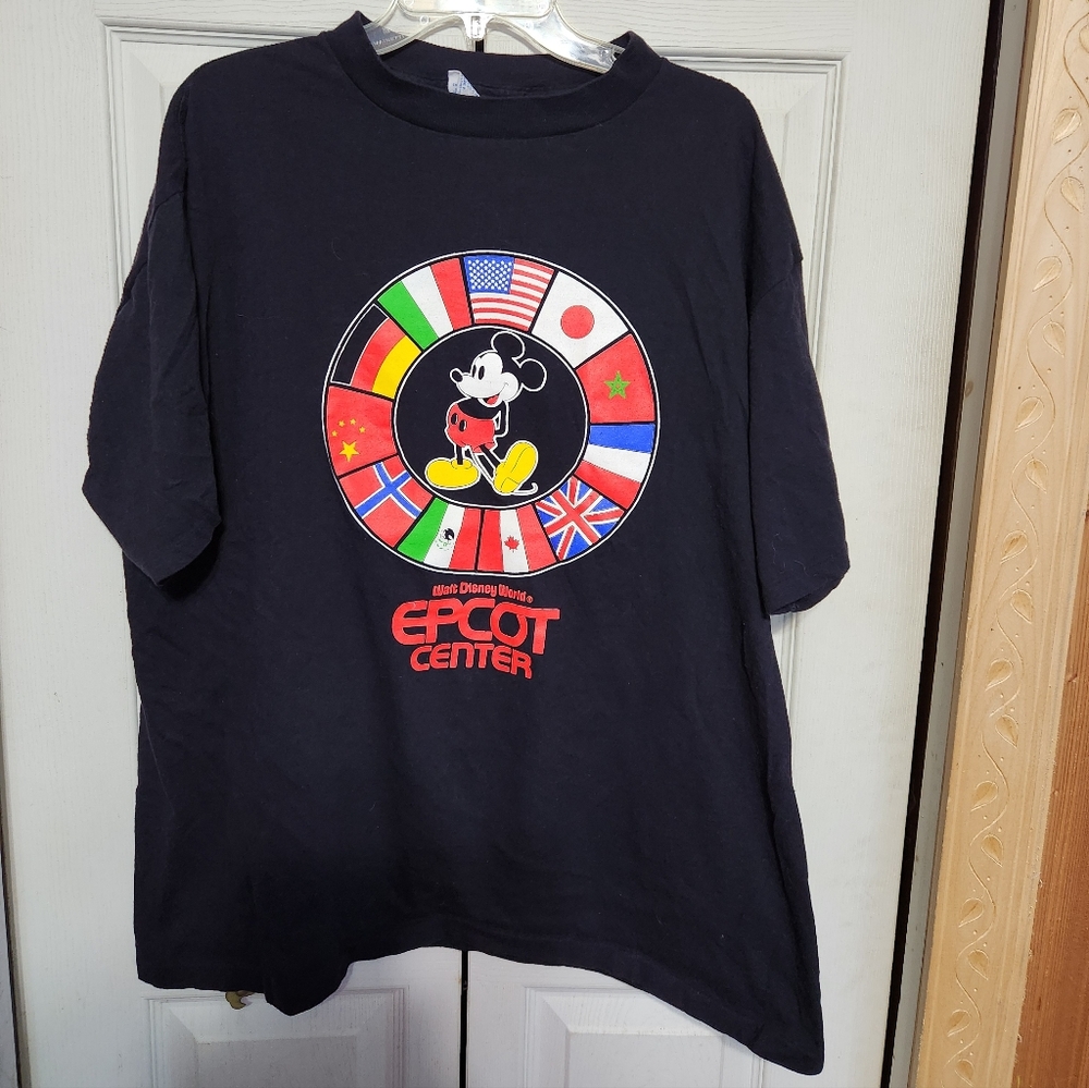 Disney Black Epcot Center Tee with Mickey and Flags - Picture 2 of 9